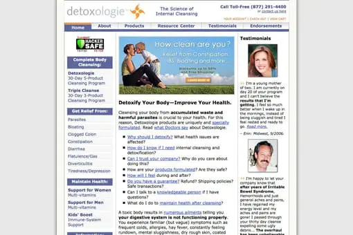 Detoxologie Website Design Before