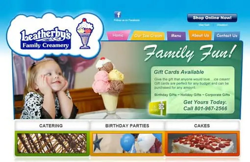 Leatherbys Ice Cream Website Design After