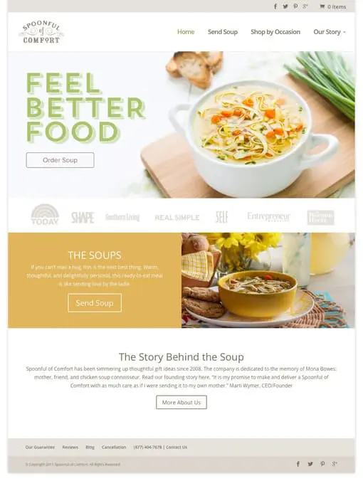 Spoonful of Comfort Website Design After