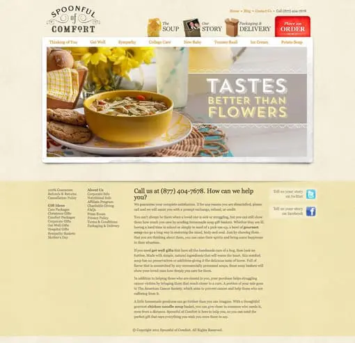 Spoonful of Comfort Website Design Before