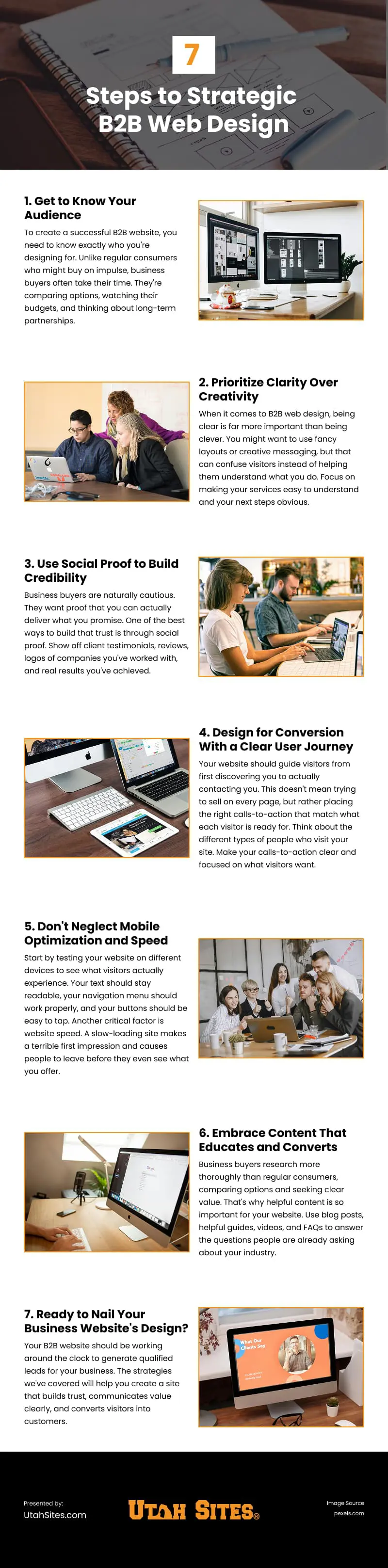 7 Steps to Strategic B2B Web Design Infographic
