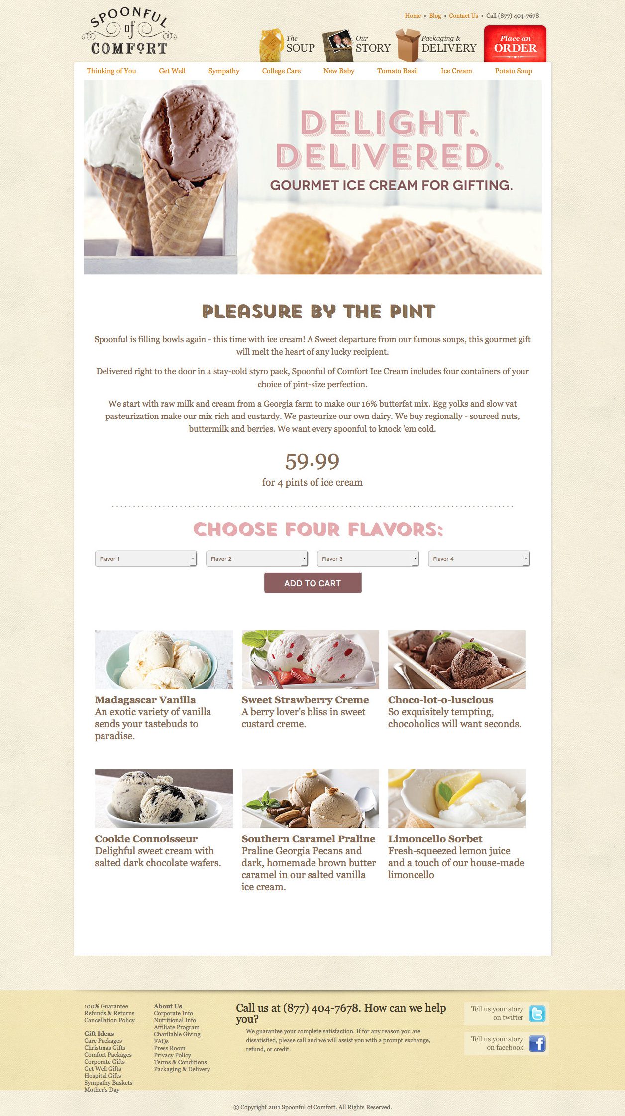 Ice cream product page design before Ice cream product page design before